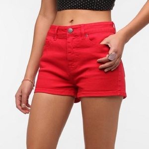 BDG High Rise “Erin” 5-Pocket Shortie in Red, Size 27